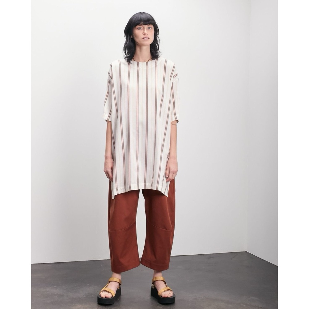 Wide Leg Cropped Pants in Rust Brown